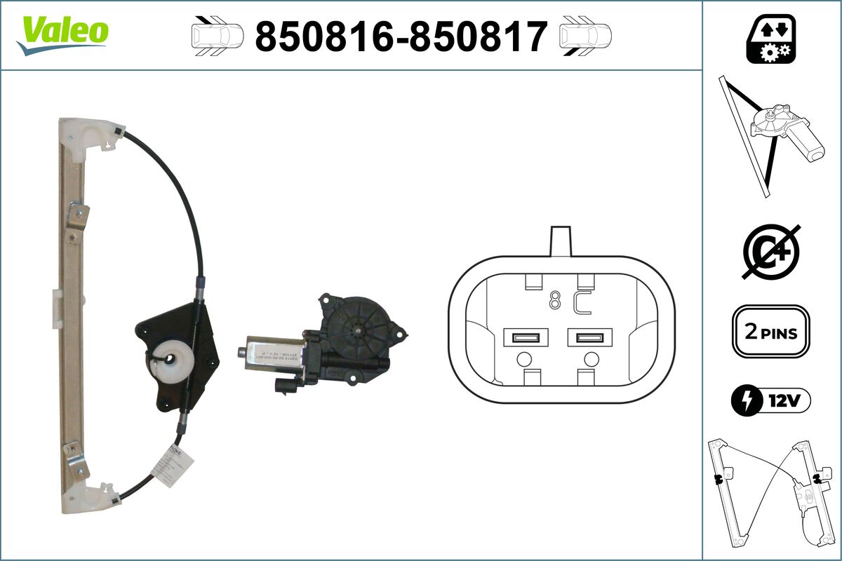 Mecanism actionare geam 850816 VALEO